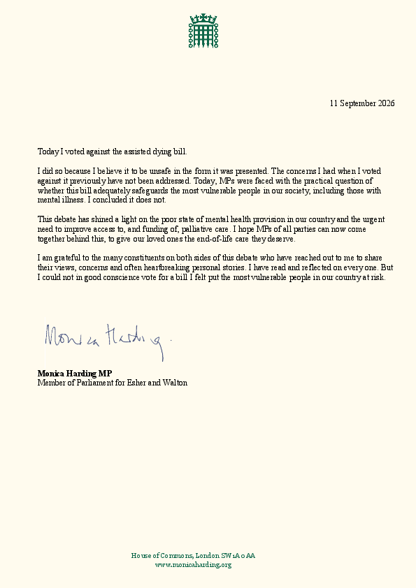 Assisted Dying Statement.
