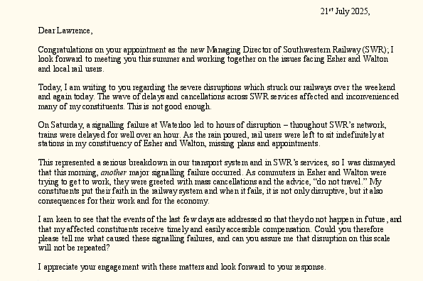 21 JULY LETTER